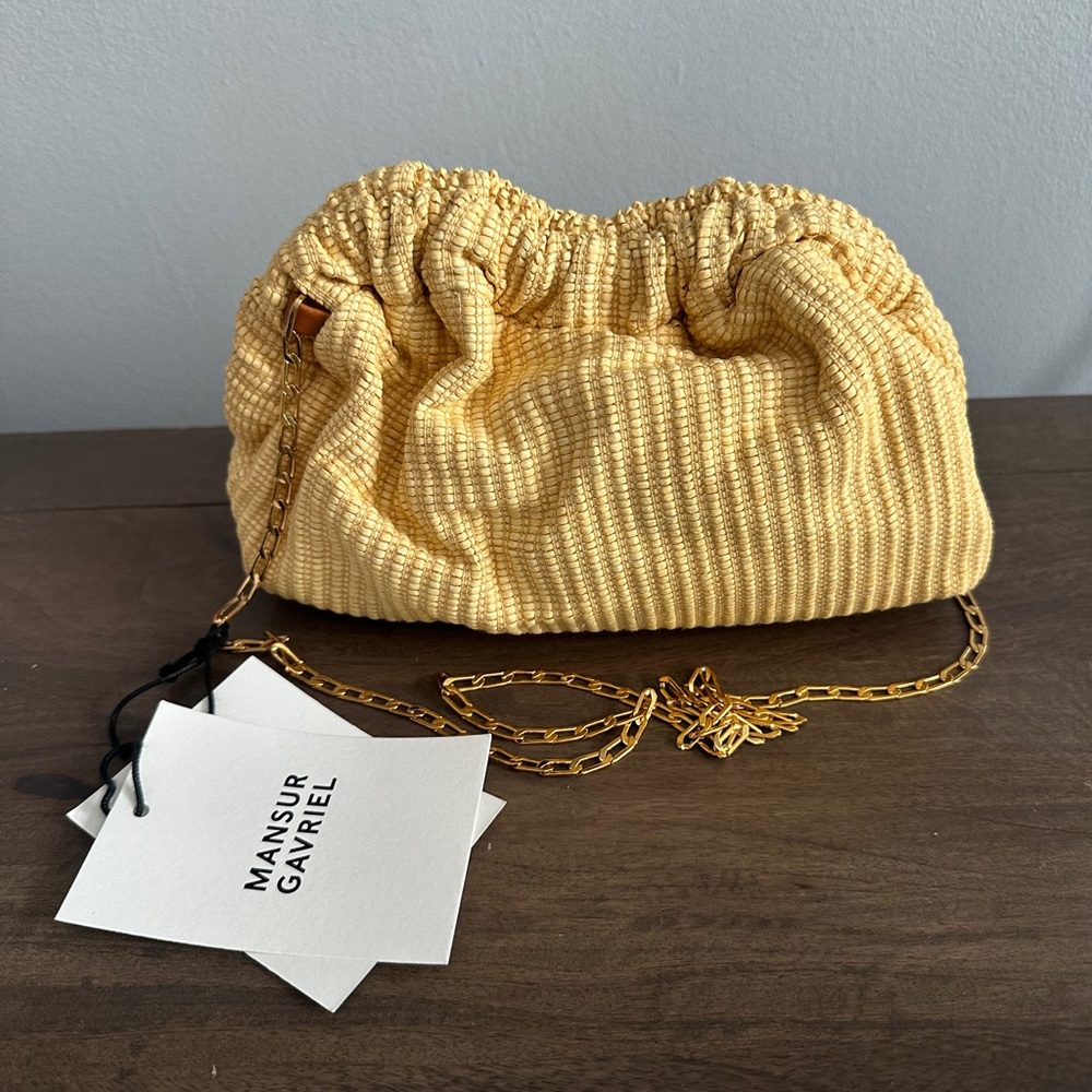 Mansur Gavriel Mini Cloud on Chain Clutch in Natural
